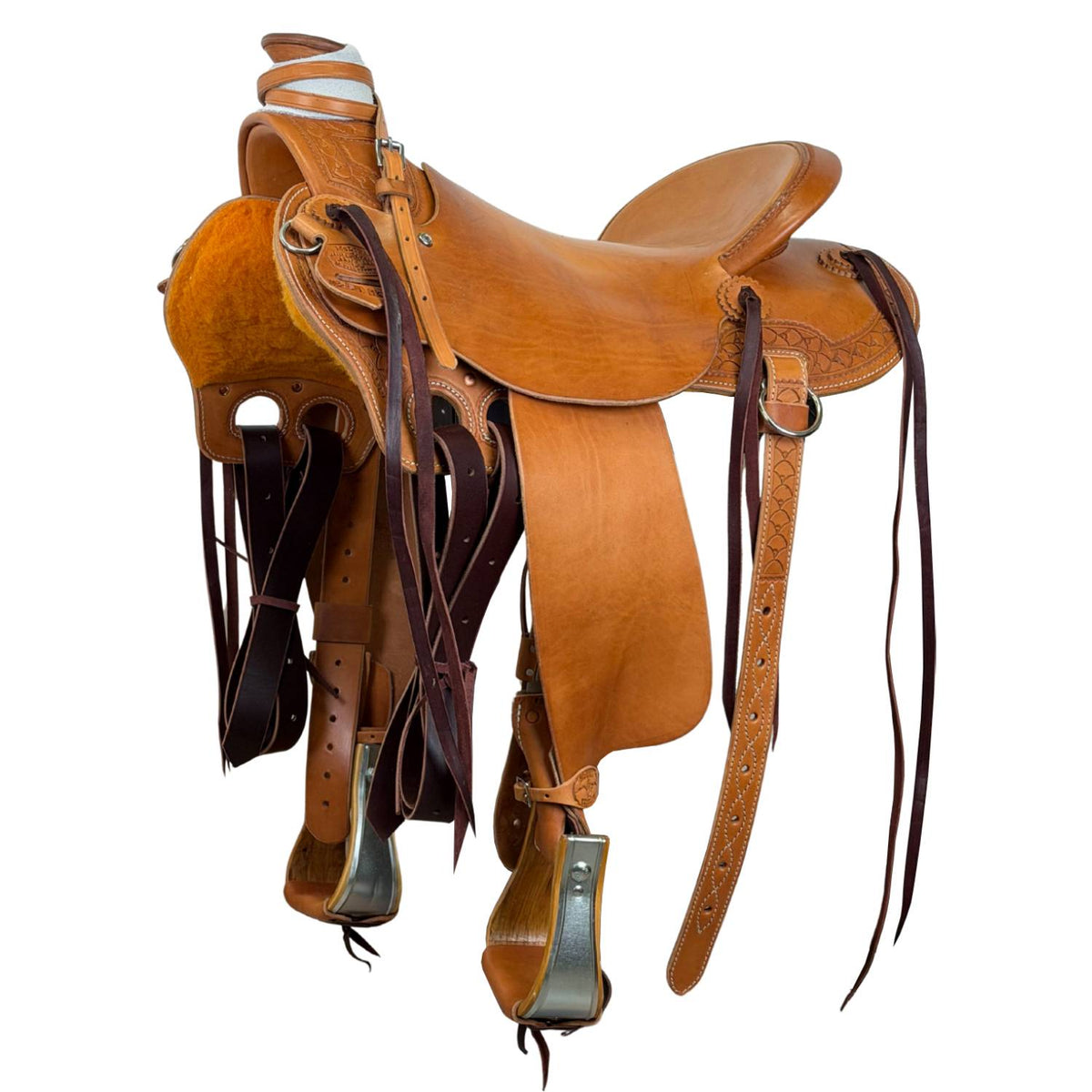 16" McCall McLite Wade Trail Saddle, Medium Oil with Shell Border Tooling - #W2511026