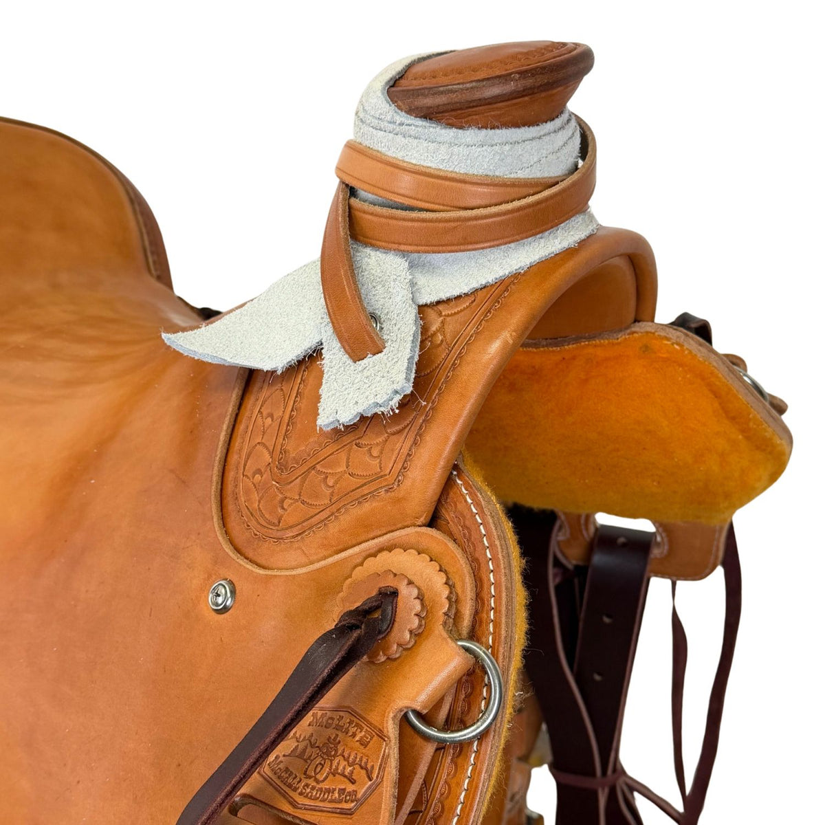 16" McCall McLite Wade Trail Saddle, Medium Oil with Shell Border Tooling - #W2511026