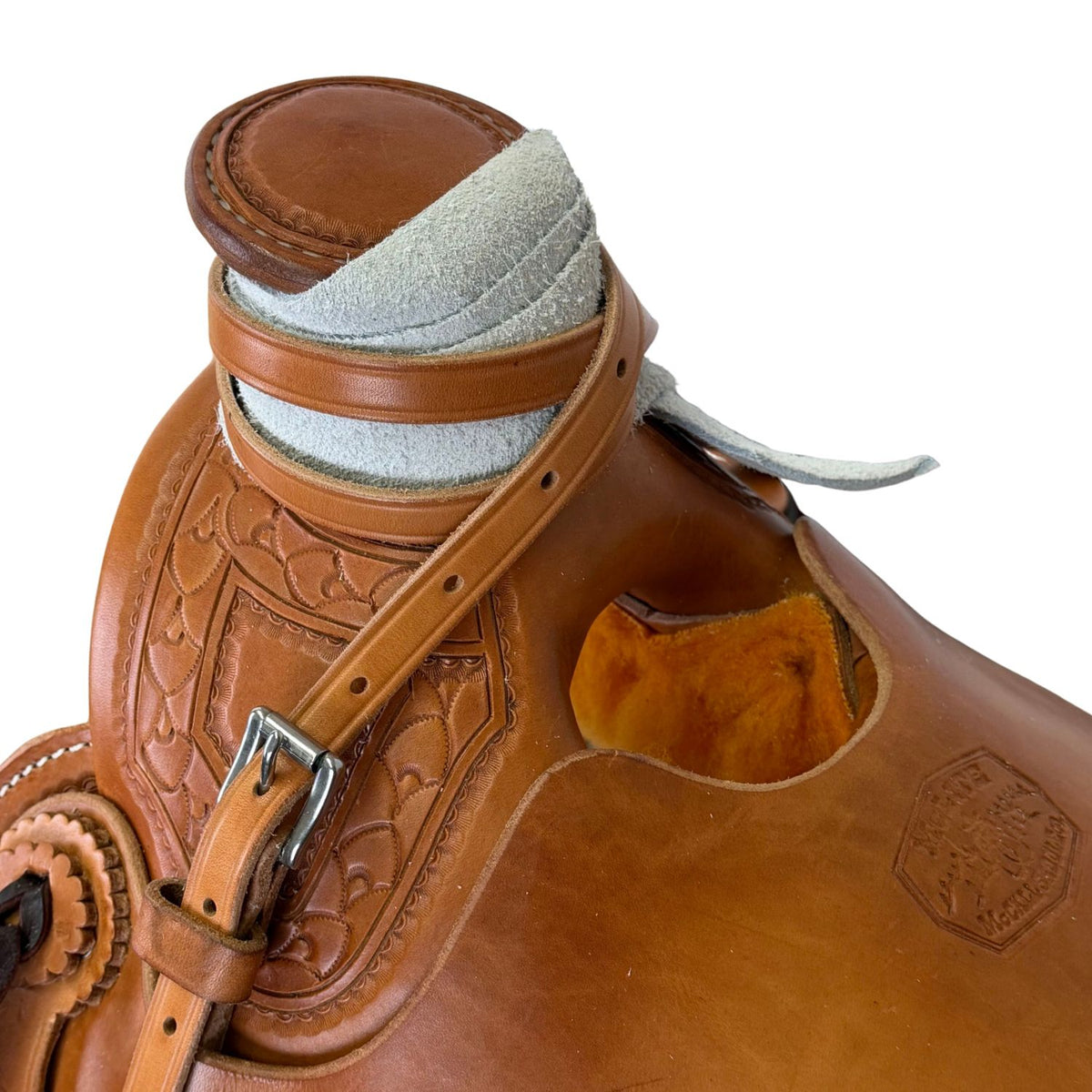 16" McCall McLite Wade Trail Saddle, Medium Oil with Shell Border Tooling - #W2511026