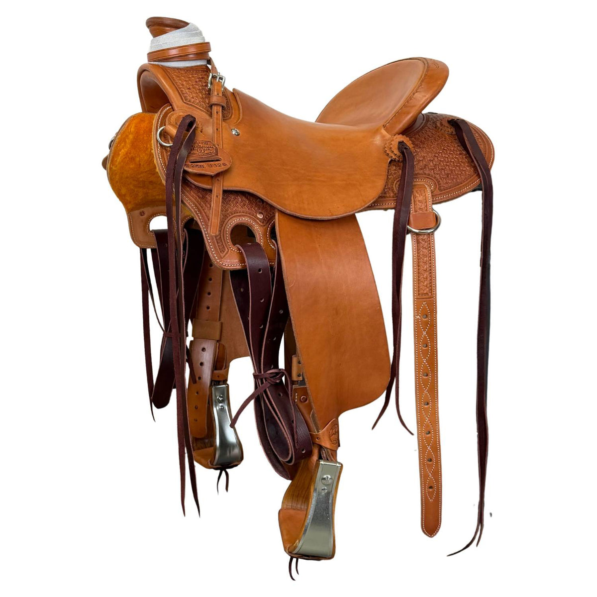 15" McCall McLite Wade Trail Saddle, Medium Oil with Crazy Leg Tooling - #W2581128