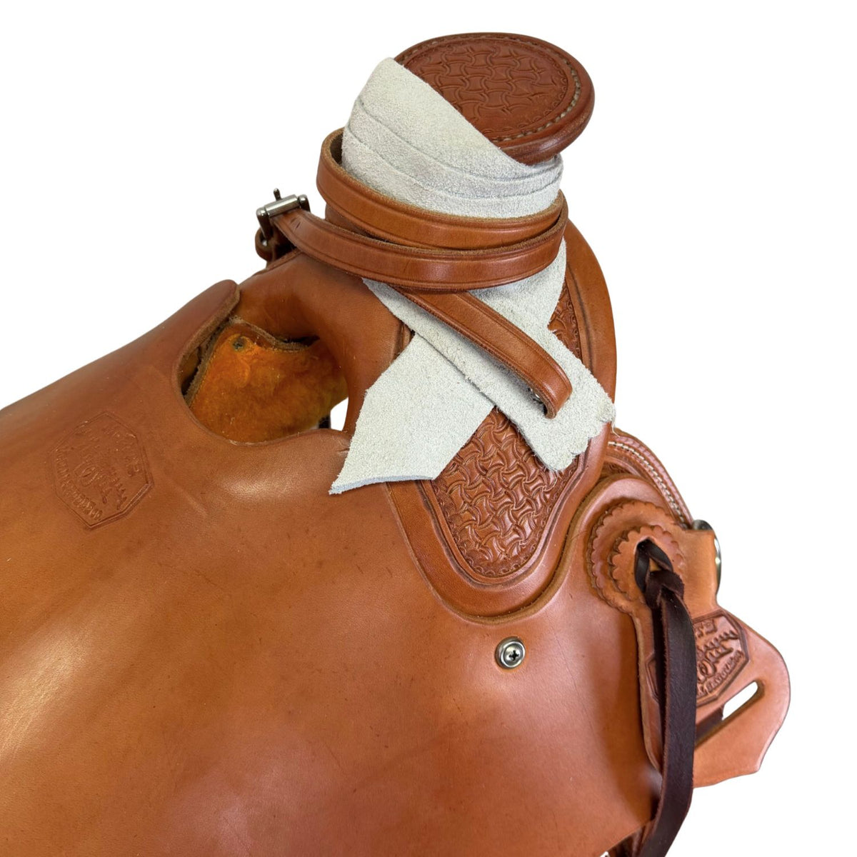 15" McCall McLite Wade Trail Saddle, Medium Oil with Crazy Leg Tooling - #W2581128