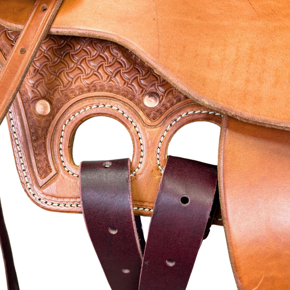 15" McCall McLite Wade Trail Saddle, Medium Oil with Crazy Leg Tooling - #W2581128
