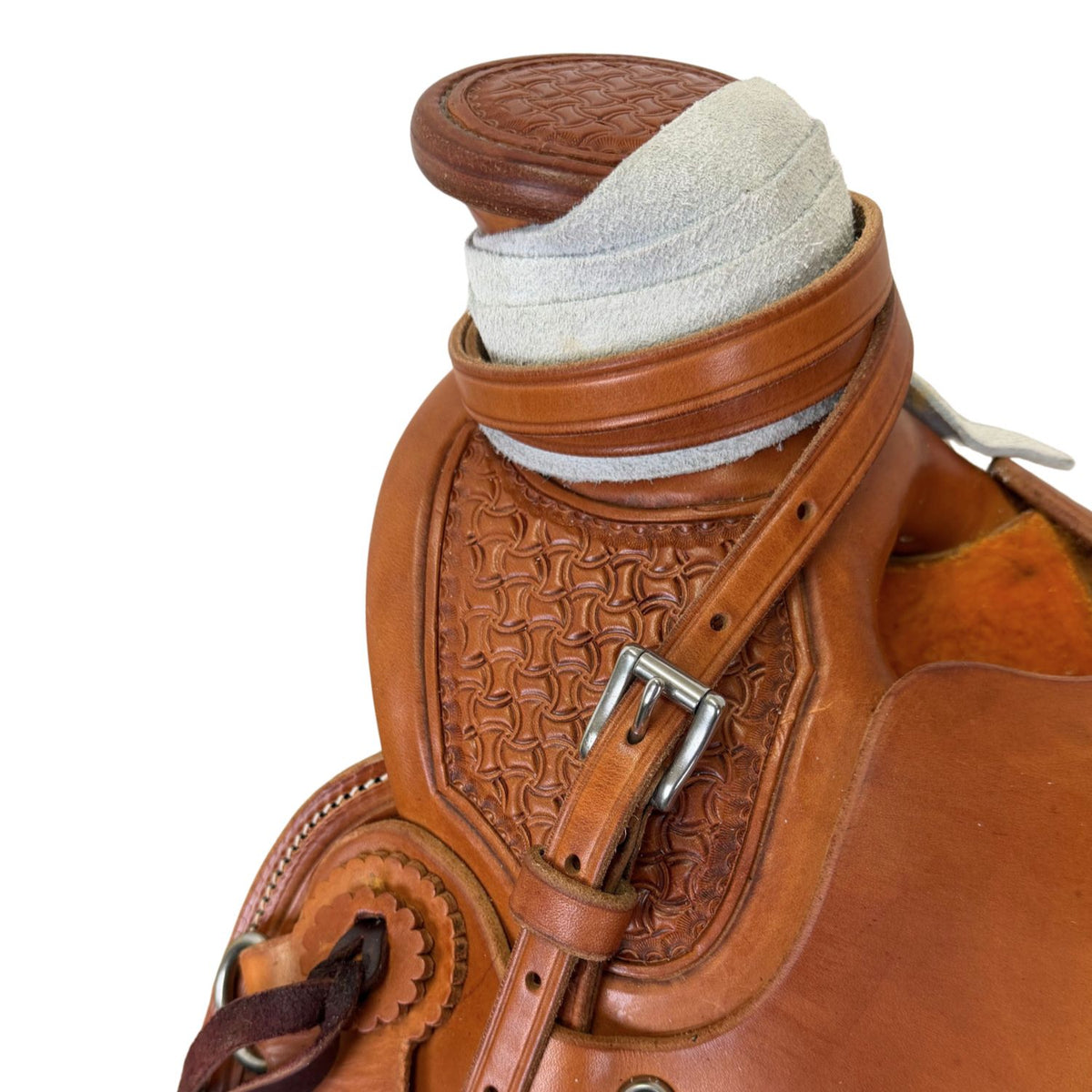 15" McCall McLite Wade Trail Saddle, Medium Oil with Crazy Leg Tooling - #W2581128