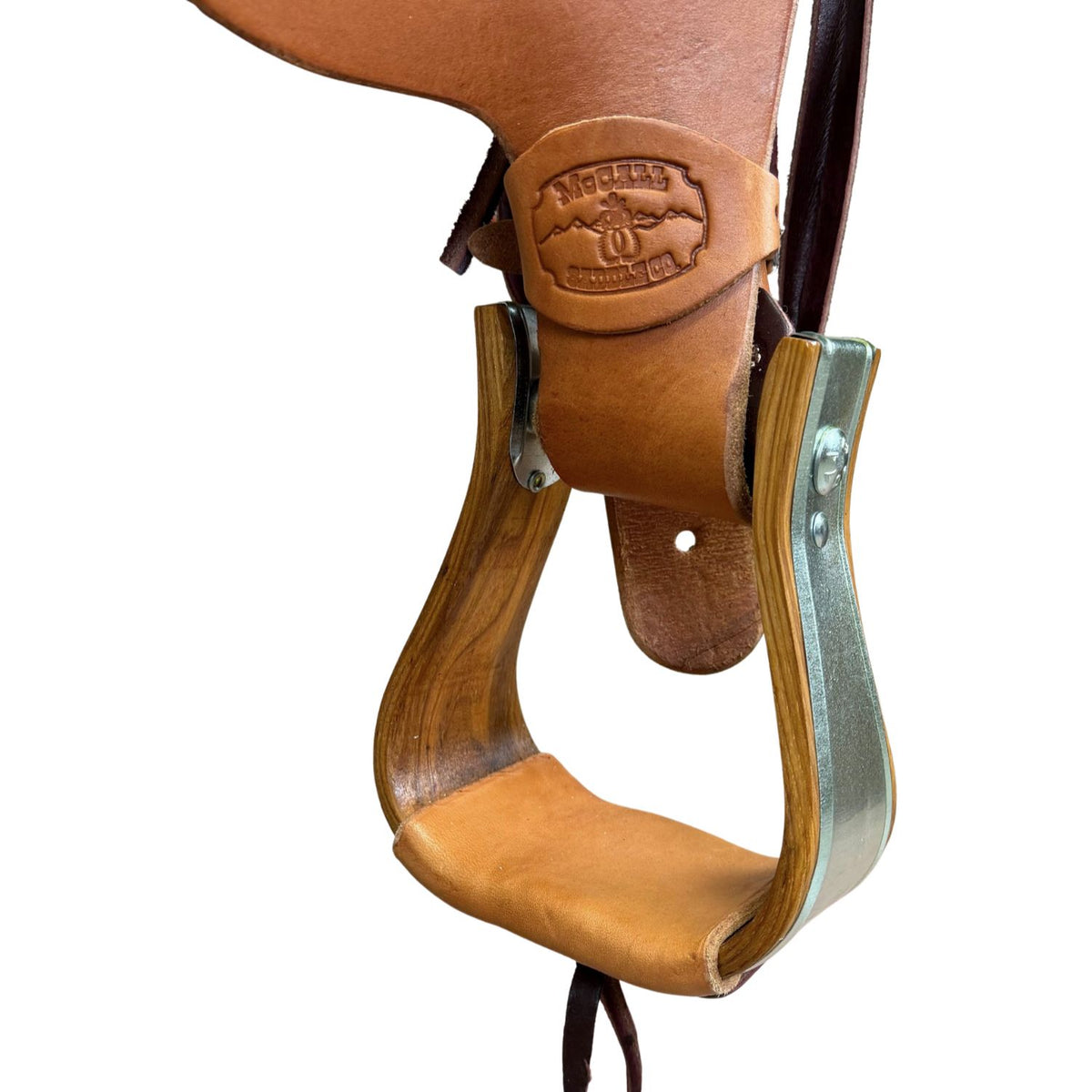 15" McCall McLite Wade Trail Saddle, Medium Oil with Crazy Leg Tooling - #W2581128