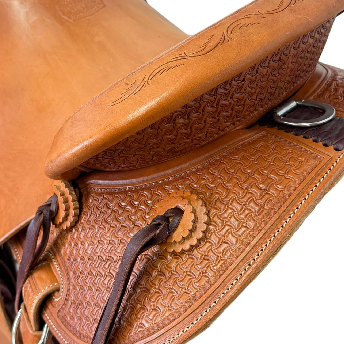 15" McCall McLite Wade Trail Saddle, Medium Oil with Crazy Leg Tooling - #W2581128