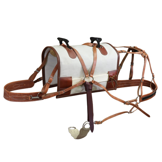 Modified Decker Pack Saddle with Cottonwood Tree & Canvas Half Breed